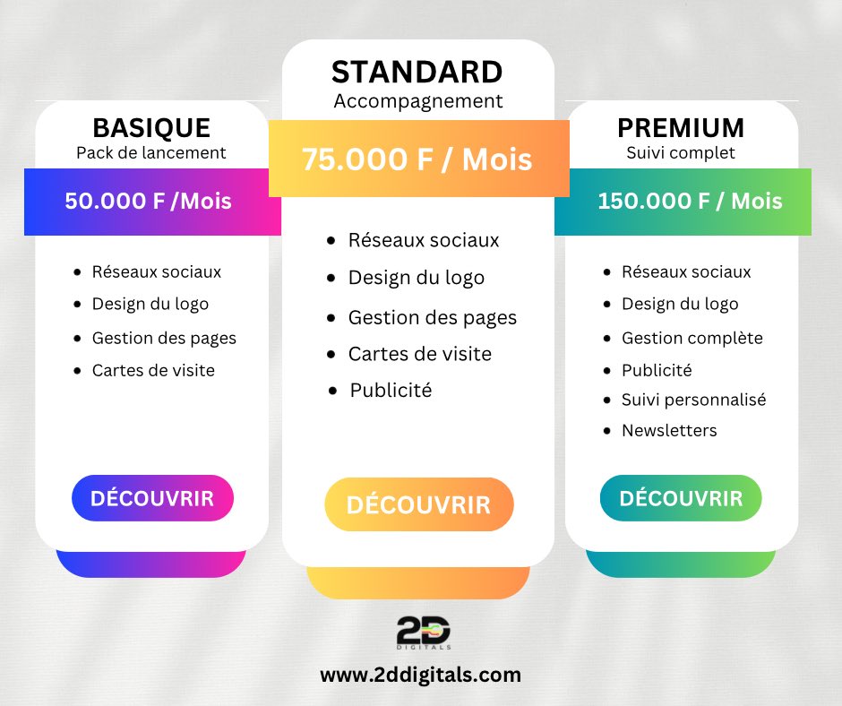 Spéciale Offre « Packs Community Management ».

2D Digitals vous propose des tarifs accompagnés des services que vous ne trouverez nulle part ailleurs !

Contactez-nous sur whatsapp au ￼74 04 70 04 pour plus d’informations.

Offre valable jusqu’au 31 Juillet 2023.

#2ddigitals