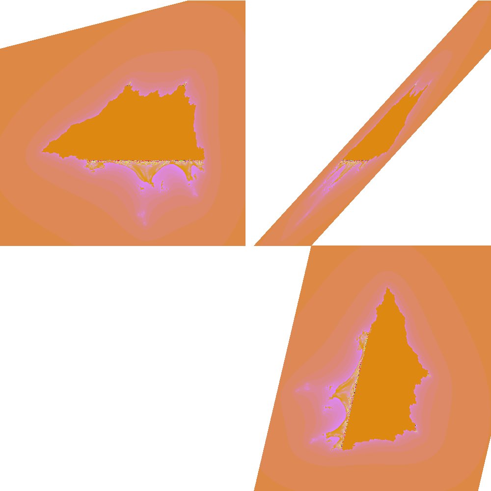 dieg0x17's tweet image. #CannandelbrotSet, Mx = -0.343 cut: 0.170 X1 + 0.728 X2 + 0.665 X3 = 0.310 #dailyfractals