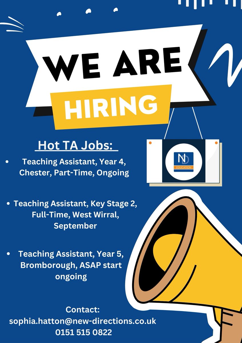 Hot TA Roles This Week!! 

#teachingassistant #teachingassistants #education #primaryschool #newjob