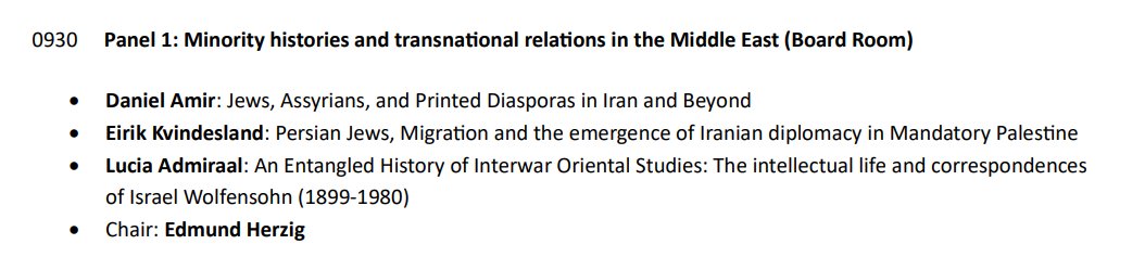 Daniel Amir (@daniel_amir1) on Twitter photo <a href="/oxfordMec/">OxfordUniversityMEC</a> <a href="/eirkvi/">Eirik Kvindesland</a> Panel One: Minority histories and transnational relations in the Middle East, wrapped up earlier with excellent presentations by <a href="/eirkvi/">Eirik Kvindesland</a> and <a href="/luciaadmiraal/">Lucia Admiraal</a>, chaired by <a href="/HerzigEdmund/">Edmund Herzig</a>.
I spoke too, with a talk on Jewish and Assyrian printed diasporas in Iran and beyond. <a href="/oxfordMec/">OxfordUniversityMEC</a> <a href="/eirkvi/">Eirik Kvindesland</a> Panel One: Minority histories and transnational relations in the Middle East, wrapped up earlier with excellent presentations by <a href="/eirkvi/">Eirik Kvindesland</a> and <a href="/luciaadmiraal/">Lucia Admiraal</a>, chaired by <a href="/HerzigEdmund/">Edmund Herzig</a>.
I spoke too, with a talk on Jewish and Assyrian printed diasporas in Iran and beyond.