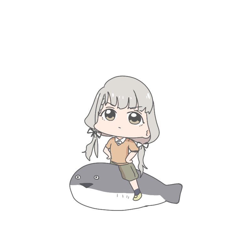 hisakawa nagi 1girl grey hair twintails solo white background simple background shirt  illustration images