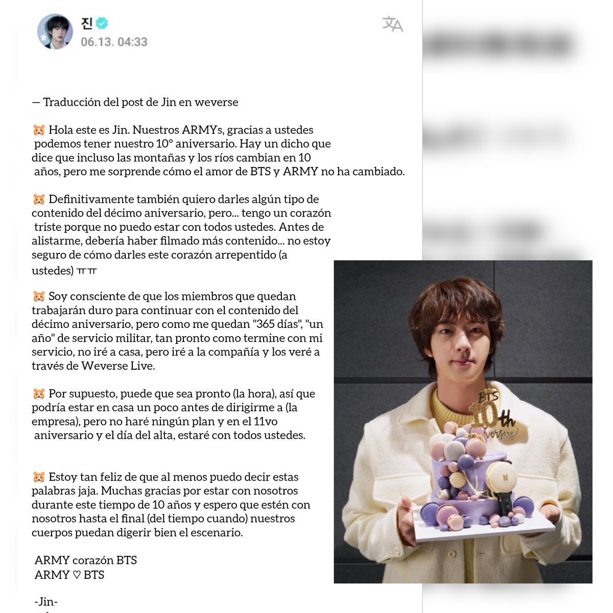 army_malaga's tweet photo. -Traduccion de la carta de Jin💜
#DecadeWithBTS #BTS10thYearAnniversary #ADecadeAndCounting #BTSFESTA #BTSFesta2023 https://t.co/4fzvVk6VHv