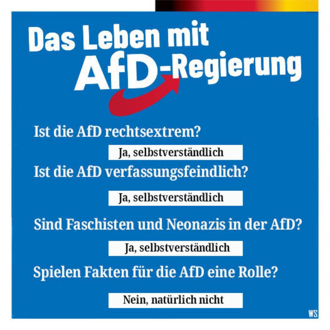 So ist es...

#noafd #fckafd #NazisRaus #AfDmachtDumm  #AfDgehoertnichtzuDeutschland  #afdverbot #afdverbotsofort