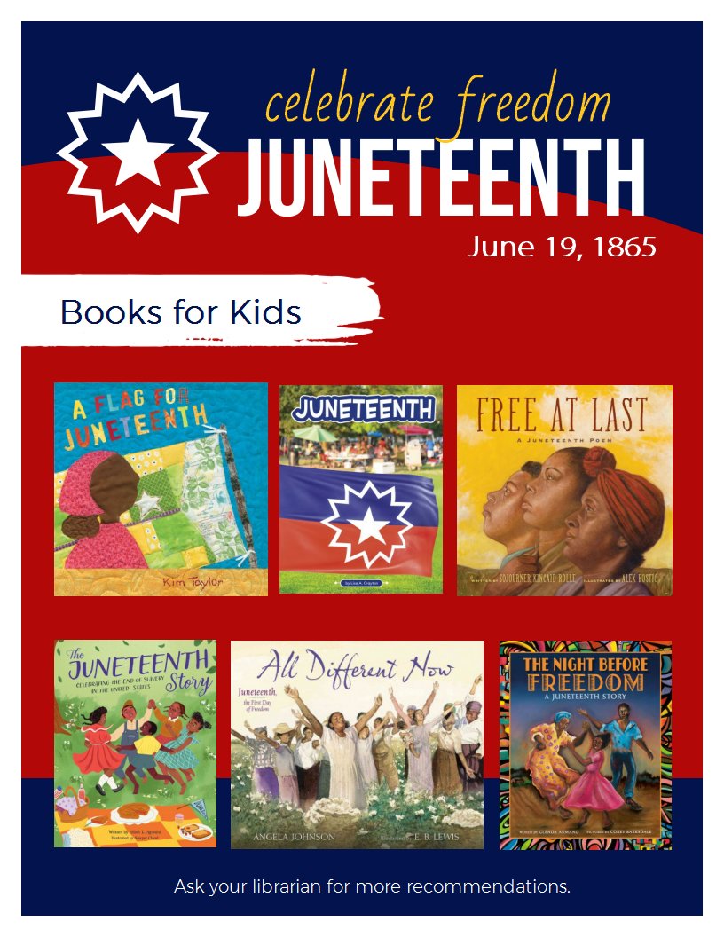 NOBLELibraries's tweet image. Juneteenth (June 19th) marks the day in 1865 on which slavery was ended in the U.S. Also known as America's second Independence Day, Juneteenth has been celebrated by Black Americans for over 100 years and became a federal holiday in 2021. #noblelibraries libraryaware.com/2SS8YW