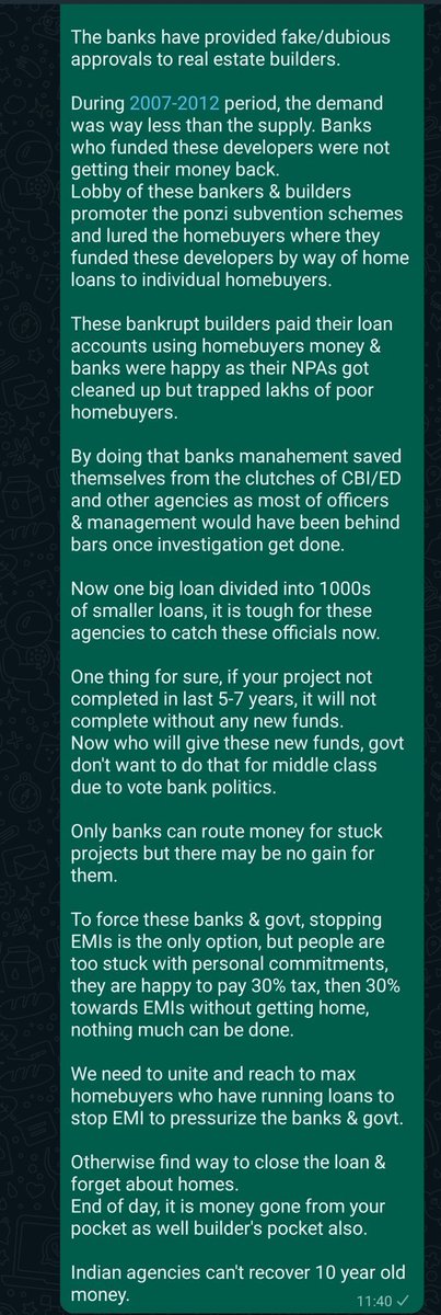 @Swamy39 #icicibank #axisbank #hdfc done biggest scam of #India trapping lakhs of #CheatedHomeBuyers across India
People hav been forced 2 pay EMI w/o getting their homes
#SEBI #RBI #RatingAgencies #BIS silent on crime on humanity
#UPRERA should Investigate banks also #nclt #stuckprojects