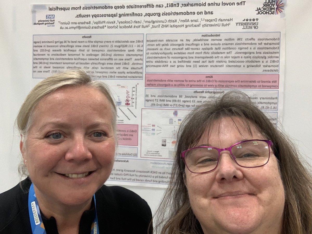 GuinnLab's tweet photo. @fraoch0791 and @BarbaraGuinn1 at #EACR2023 enjoying the poster session. It’s a great conference and lots of interest in urine biomarkers for early diagnosis of #endometriosis. And always lovely to spend time with my friends from ⁦@Novosanis⁩ #colli-pee #biomarkers  #Turin https://t.co/vihvttLpow