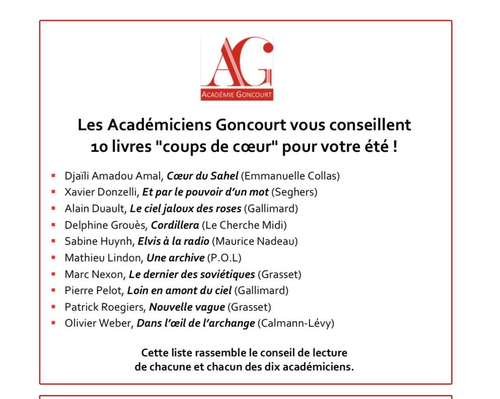 Les conseils de lecture de chacune et chacun des 10 académiciens pour cet été 📚