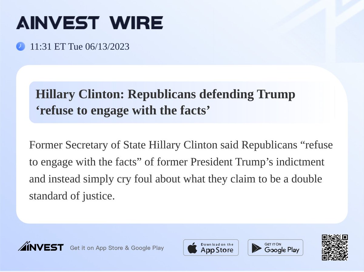Hillary Clinton: Republicans defending Trump ‘refuse to engage with the facts’
#AInvest #Ainvest_Wire #ElectionDay #Midterms2022 #MidtermElections2022
View more: bit.ly/3X4l0XC