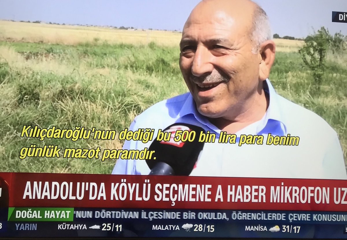 Kemal bey! Bak köylü vatandaş ne diyor: “Kılıçdaroğlunun dediği 500 lira,benim günlük mazot paramdır.”
Hadi konuş Kemal bey!