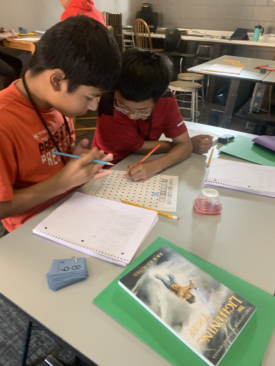KissnerMath's tweet photo. Multiplication facts are a must to know.  Lots of practice happening in summer school.  #hurontigers https://t.co/WD5vh6npDh