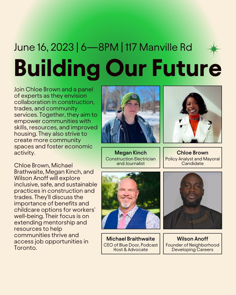 chloebrown4TO's tweet photo. Friday we'll be in #Scarborough hosting our Build Our Future Townhall. A great discussion is planned for us to envision a city that is equipped with the skills to build. Trades and construction can help our communities more than we know. "#MadeInToronto
#SkilledTradesTO https://t.co/eFOvXPER7E