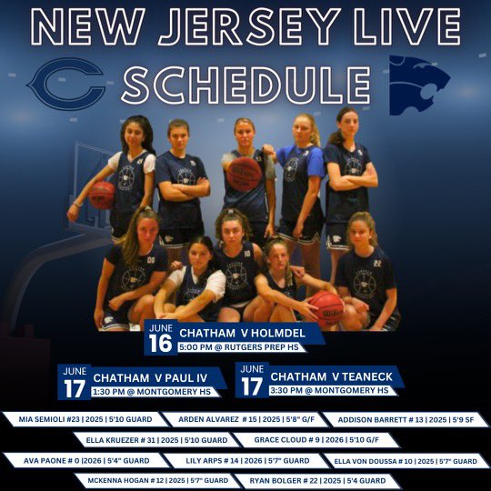Let’s gooooo!!!!  <a href="/NJBCA_Official/">New Jersey Basketball Coaches Association</a> NJ Live Event!  🏀🔥🏀🔥 Cougars looking to showcase against top level programs and two of NJ best 2025s <a href="/EllaKreuzer/">Ella Kreuzer</a> <a href="/miasemioli/">Mia Semioli</a> along with <a href="/ellavondoussa/">ella von doussa</a> <a href="/ardenalvarez25/">Arden Alvarez</a> @mckennajaymes <a href="/GraceCloud9/">Grace Cloud</a> <a href="/unitedNJaau/">United NJ AAU</a> <a href="/CoachJimmy_O/">Jimmy Ostaszewski</a> <a href="/TeamSharp23/">Coach Sharp</a>