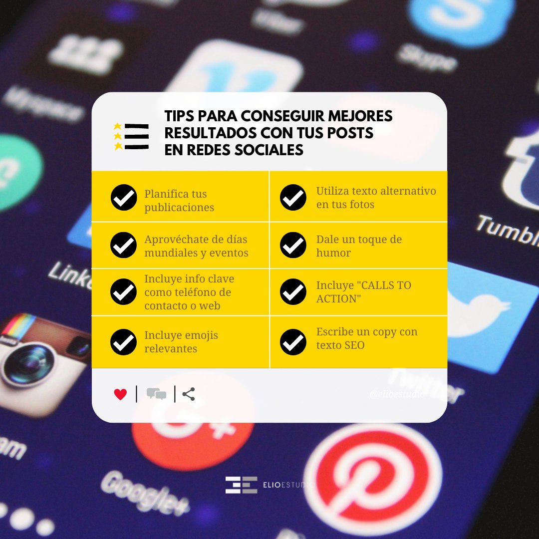 ¿Sabes cómo sacar partido a tus post en
redes sociales?

Te traemos algunos consejos que pueden serte muy
útiles para conseguir tus objetivos.

¿Te gustaría conseguir ayuda para lanzar tus redes al
éxito? 📈
¡Contáctanos!