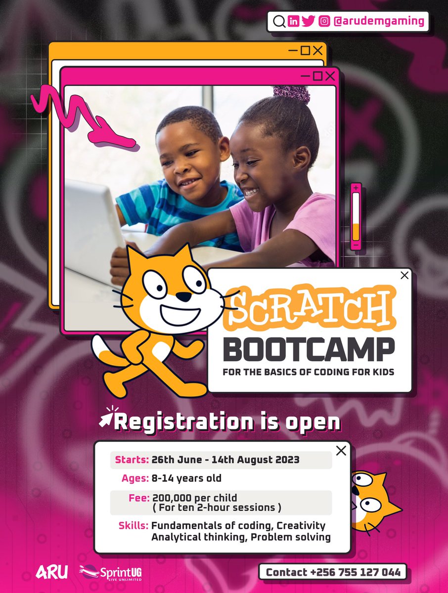 arudemgaming's tweet image. The Scratch Boot Camp is an initiative by Arudem Gaming to kick start your kids in the basics of coding with the scratch programming language. 

#arudem #scratch #scratchprogramming