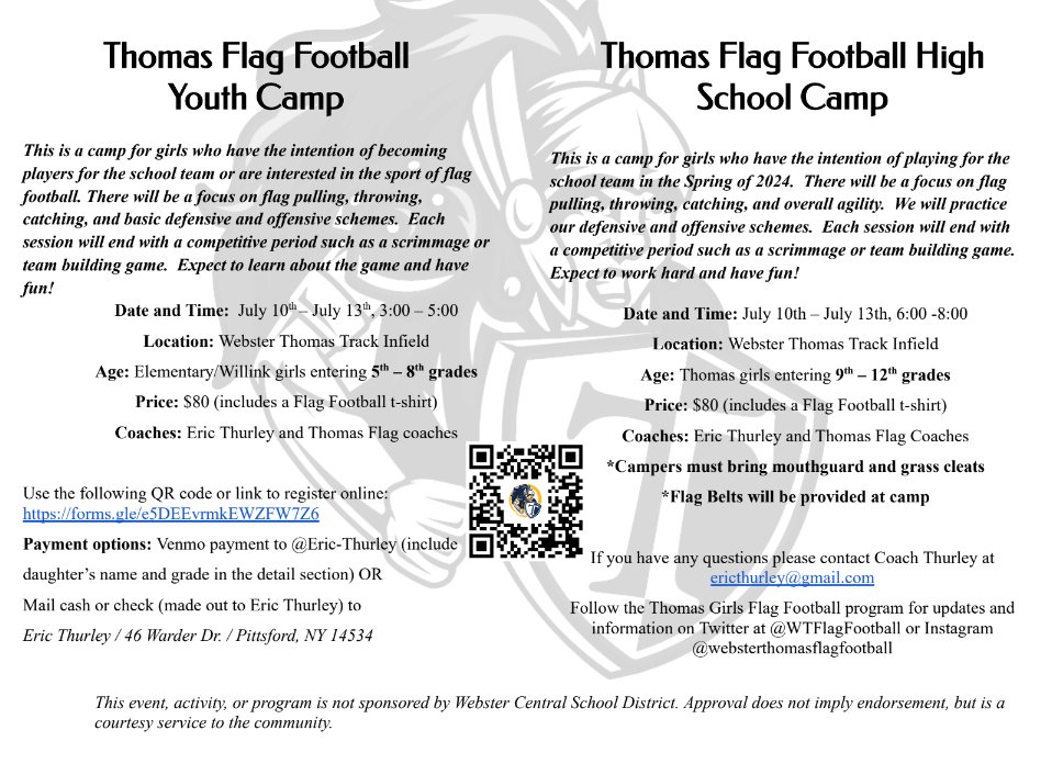 Webster Thomas Flag Football tweet media