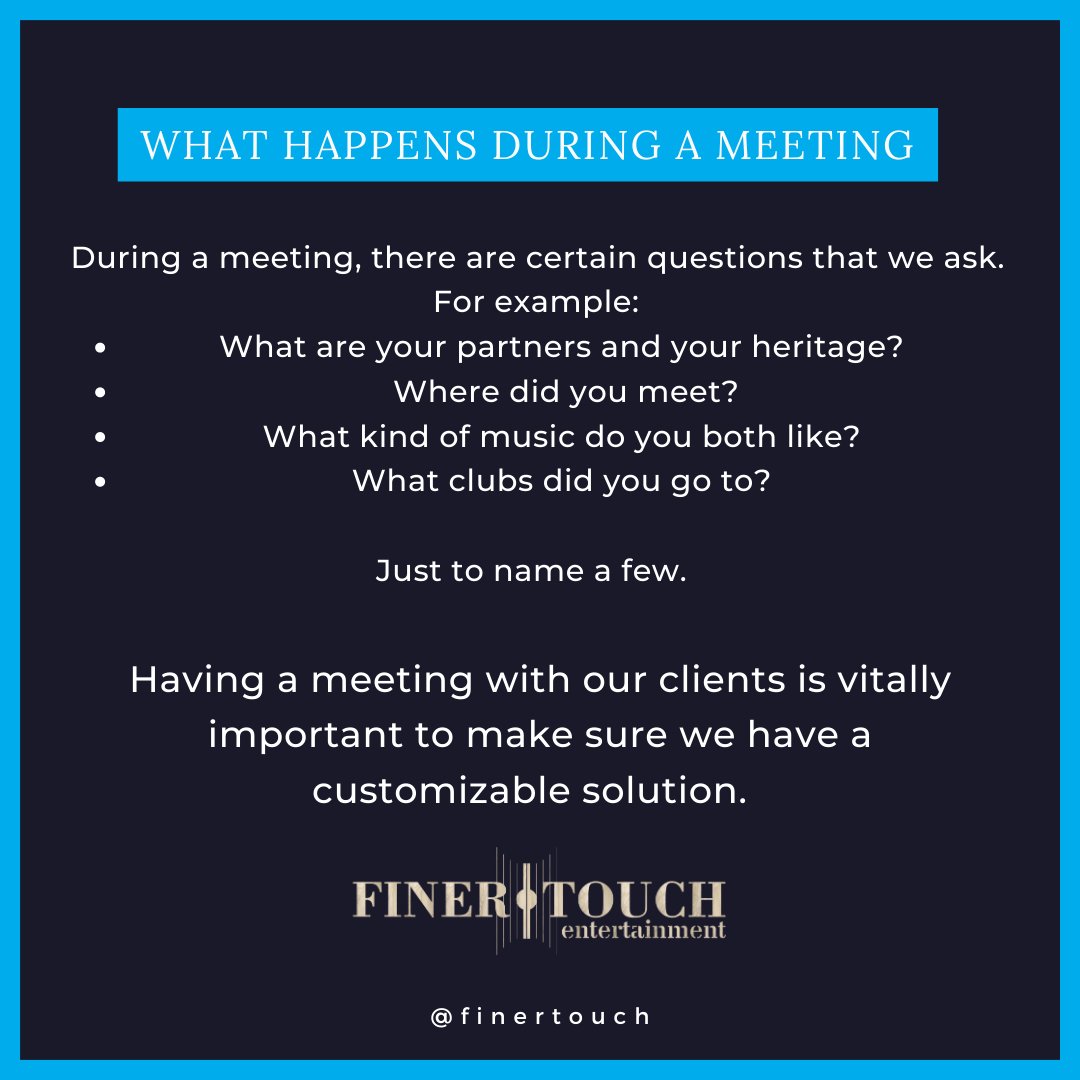 finertouch's tweet photo. When looking for entertainment for your big event, it is important that you provide as much information as possible to the team that will be performing for you.  
At FTE, we ask a ton of questions so that we can better understand what you are looking for on that special day.  Our https://t.co/SYPzP3CGXW