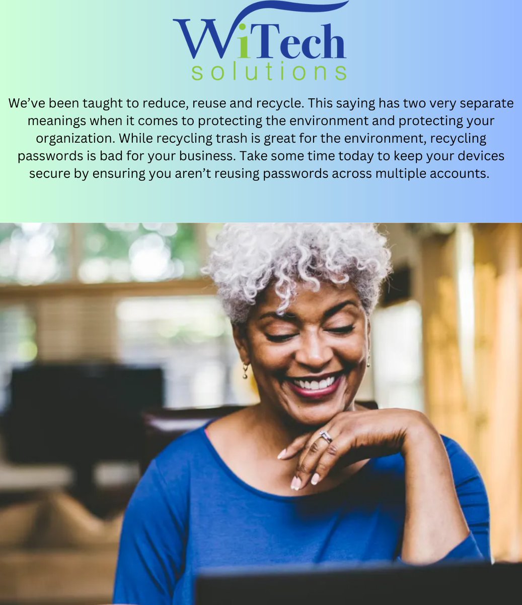 WI_Technology's tweet image. We can help with more tips and tricks for keeping your business protected. Contact us today to learn how.
#Passwords #PasswordProtection #recycling