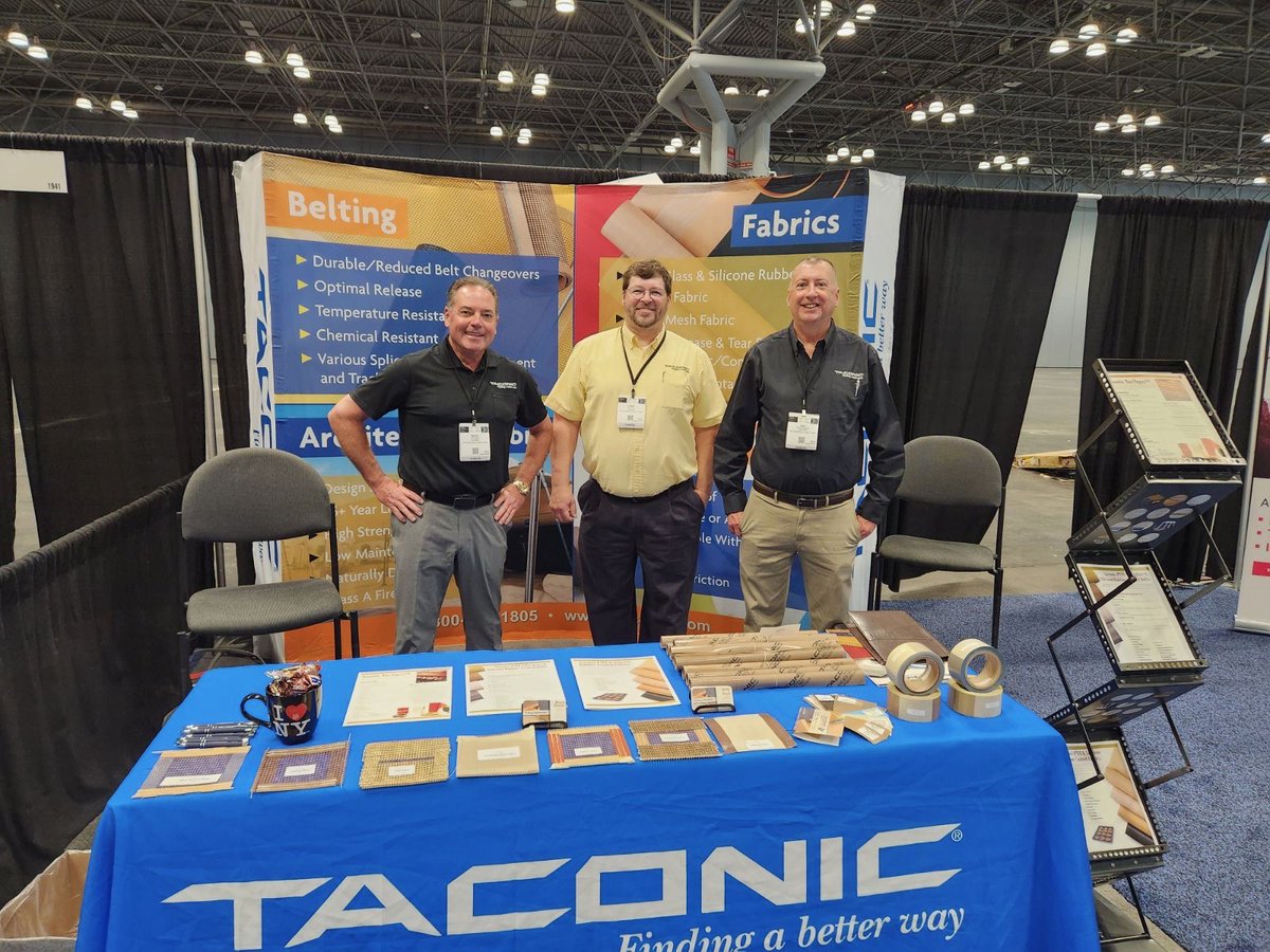 TaconicIPD's tweet photo. Taconic is exhibiting at #IMEEast/#EastPack 2023!

Visit booth 1939 to learn about PTFE coated fabrics, tapes and belts for the Packaging industry.

N.A. – https://t.co/4BeCYZ0hFD
Eu, M.E.&amp; Africa – https://t.co/OXHipyk2lG
All - info@4taconic.com
#packaging #packagingindustry https://t.co/8HlU4A1Zmr