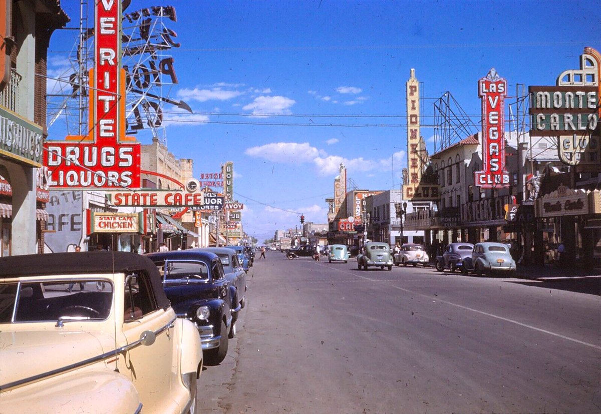 Vintage Las Vegas on Twitter "Fremont St, 1948. Same time of year, looking back in the other