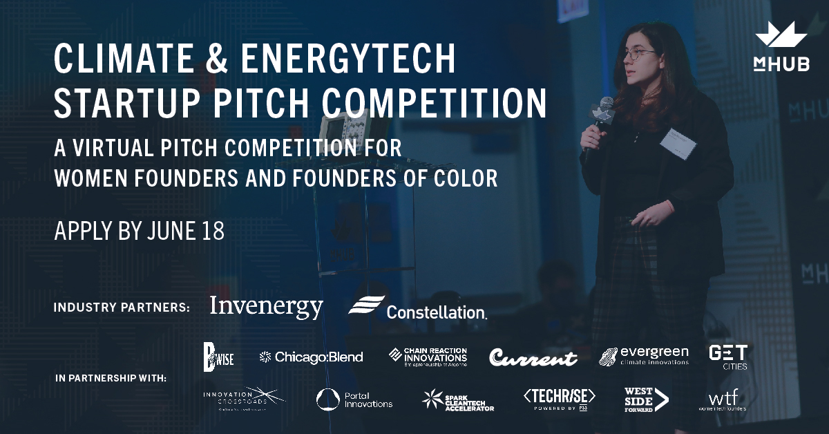 We're two weeks away from mHUB's #Climate & #EnergyTech Startup Pitch Competition!

🌟 This virtual event will give startup founders from underrepresented communities the opportunity to showcase their cutting-edge climate and energy technologies for non-dilutive funding.

➡…