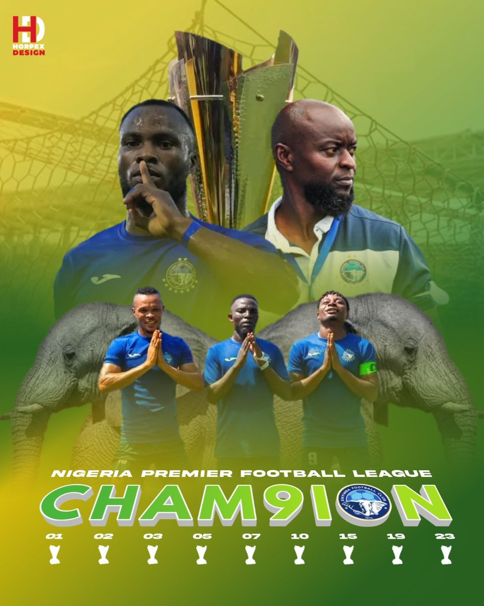 Enyimba FC 🐘 Are NPFL Champion Nine Times.

#Horpex #Design #HorpexDesign #HD 
#NPFL #NPFL23 #Enyimba 
#Champion