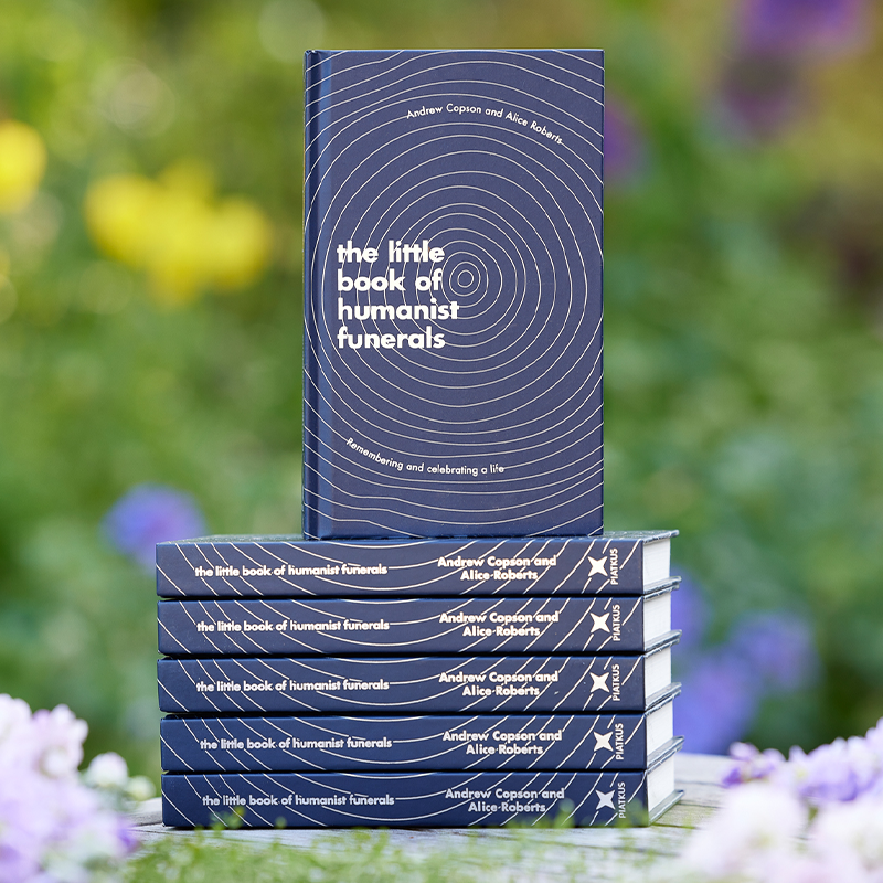 Humanists_UK's tweet photo. The Little Book of Humanist Funerals is out now! The book, co authored @theAliceRoberts and @andrewcopson, delves into the humanist values that underpin humanist funerals, while offering comforting humanist perspectives on coping with grief.