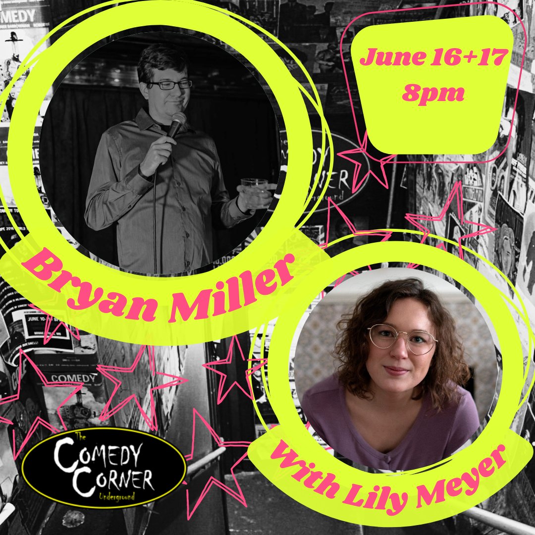The Comedy Corner Underground (@theccu) on Twitter photo ๐น๐๐๏ธ Cool ass show this weekend! ๐
Come chill out with us! We've got local killers <a href="/realbryanmiller/">Bryan Miller</a> and Lily Meyer, get your tickets now! ๐น๐๐๏ธ Cool ass show this weekend! ๐
Come chill out with us! We've got local killers <a href="/realbryanmiller/">Bryan Miller</a> and Lily Meyer, get your tickets now!