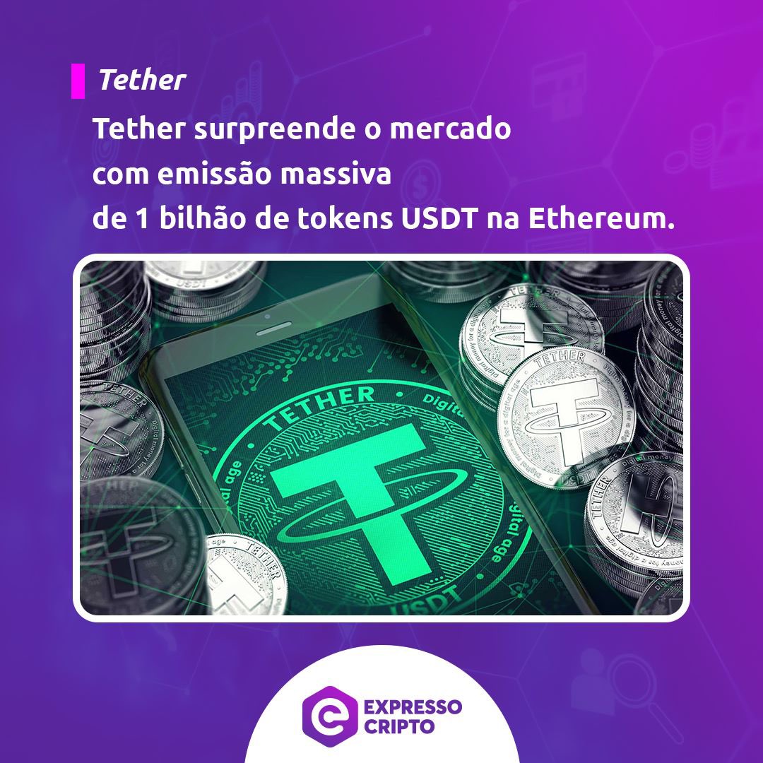 expressocripto's tweet image. #expressocripto #criptomoedas
Tether, a maior emisora de stablecoins, realizou uma impressionante emissão de um bilhão de tokens USDT na blockchain Ethereum. Esse movimento é visto como um verdadeiro catalisador para impulsionar ainda mais a demanda por criptomoedas.