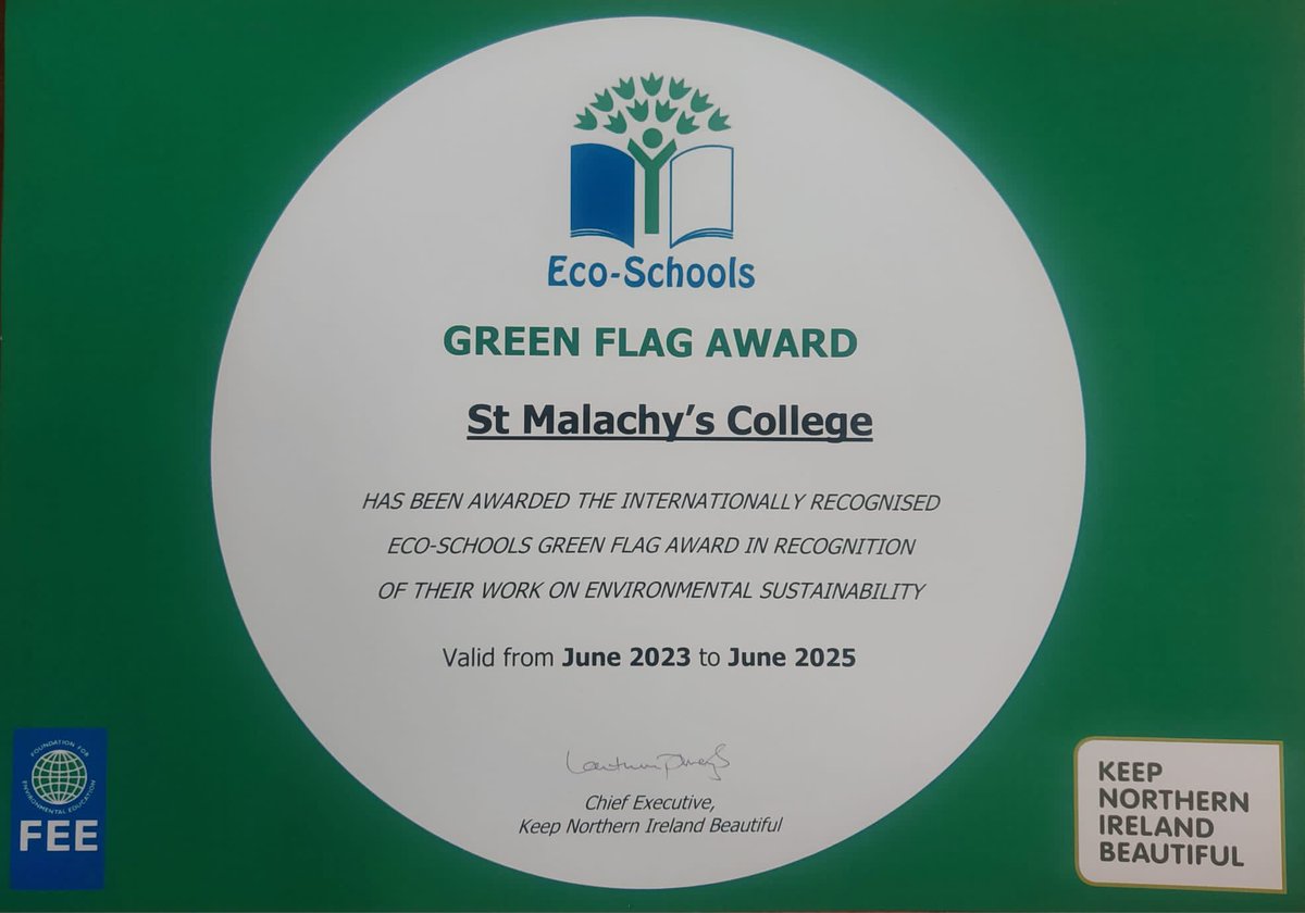 Today, our Eco-Committee &amp; Green Team were awarded the internationally recognised Green-Flag Award. The event celebrated their success at tackling issues related to climate change and environmental sustainability over the past 2 years. Congratulations boys! ♻️💚🌍