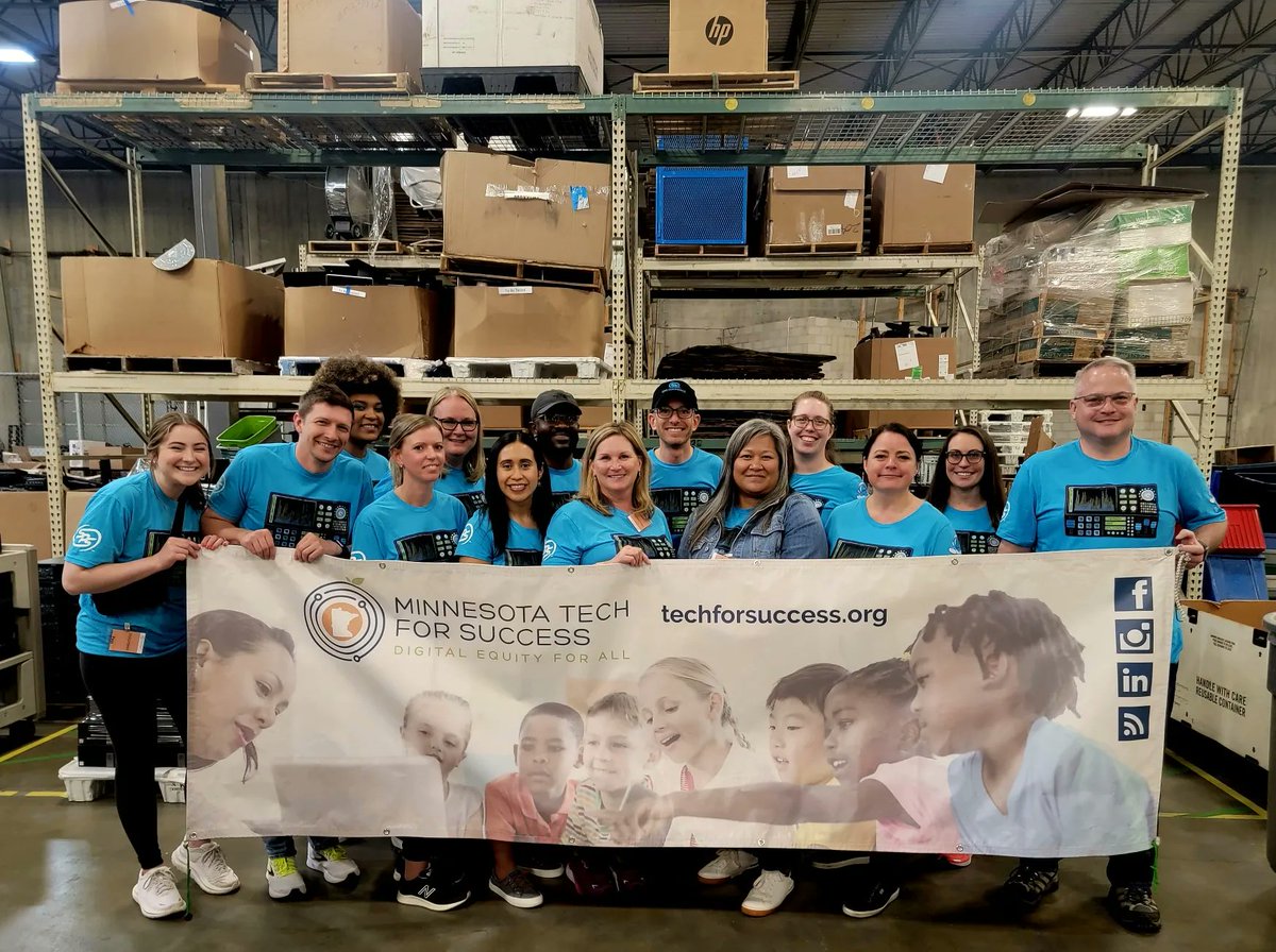 A big thank you to team members from <a href="/SPS_Commerce/">SPS Commerce</a> who joined us in the warehouse this May to help us with our sorting, cleaning and recycling efforts! Volunteers are essential to our mission to create digital equity in Minnesota. #volunteer #digitalequity