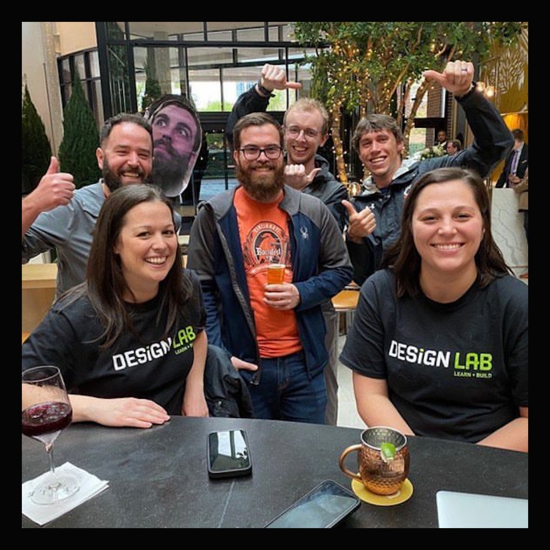 #seekcincy Clue #44: Find someone in a Design LAB: Learn + Build Shirt and take a photo with them!

This may or may not have been Christen and Emily's favorite clue!