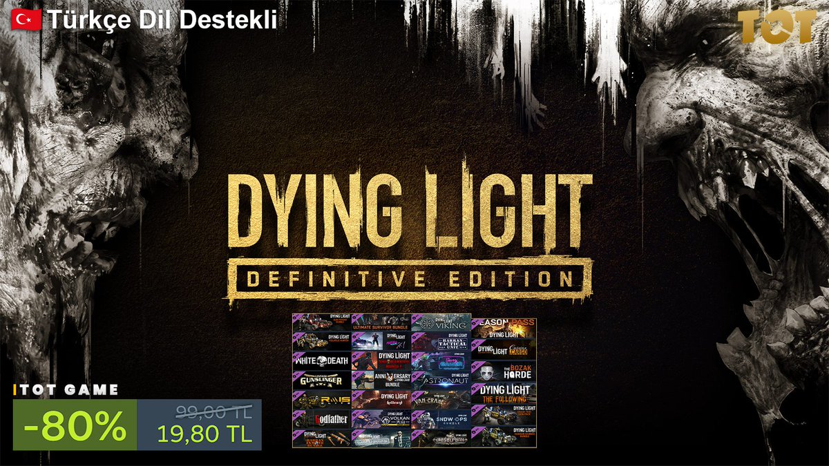 Dying Light oyununun tam 27 DLC'si ile birlikte yer aldığı paket, Steam'de 23 Haziran'a kadar %80 indirimde.

99 TL 🔻 19,80 TL