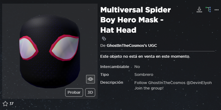 EC_RBX_NDR's tweet photo. Miles morales

Offsale

Link:
https://t.co/nR3Y5zHEFJ

#Roblox #RobloxUGC #UGC #SpiderMan https://t.co/4tAkgCPBzS