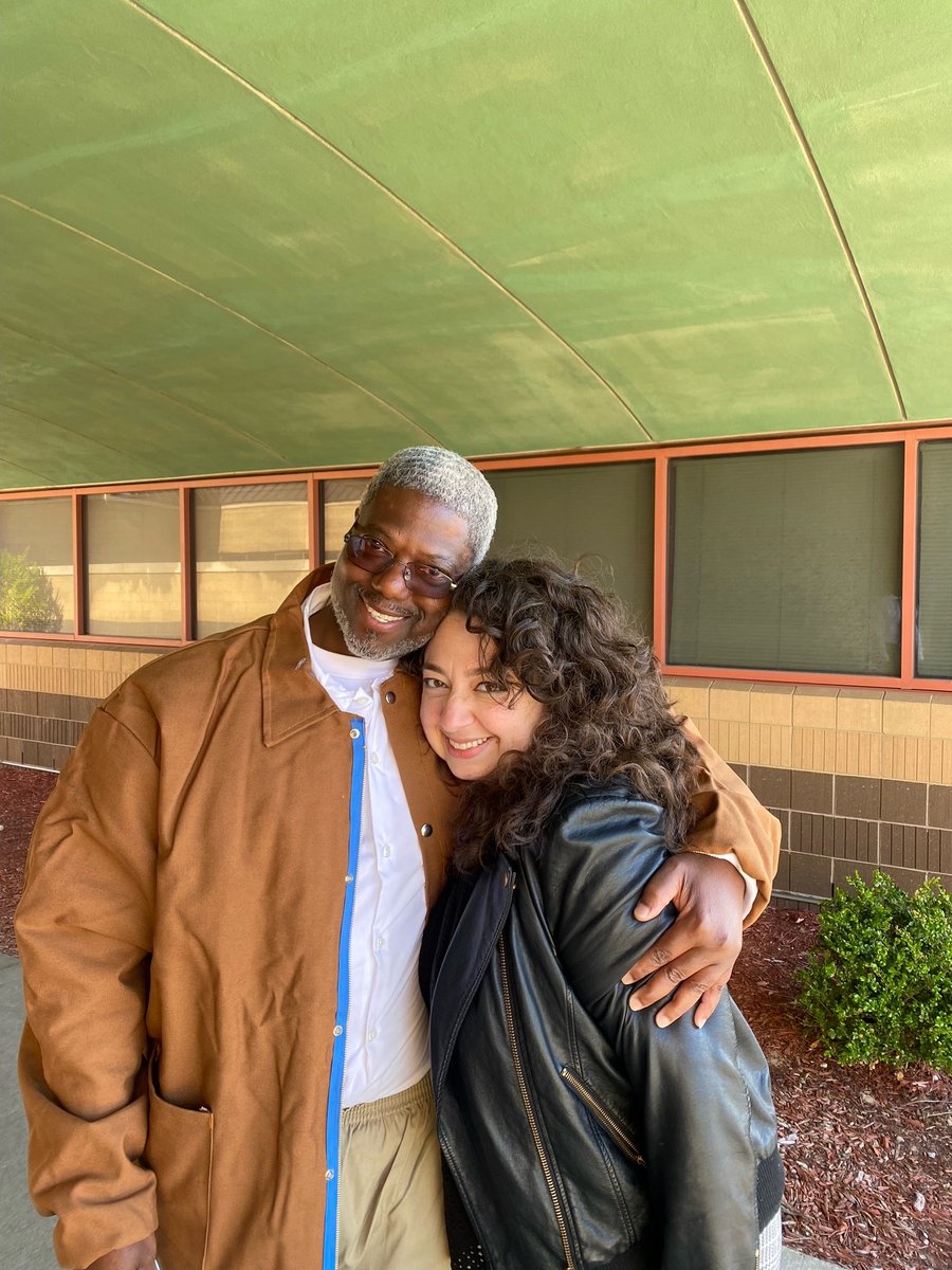 A belated welcome home to Leroy Harris after 34 years. Mr. Harris is the first person we represent to come home following People v Poole, ruling that mandatory LWOP against 18-year-olds is unconstitutional. Pictured here with reentry and parole team lead, Anna Kohn.