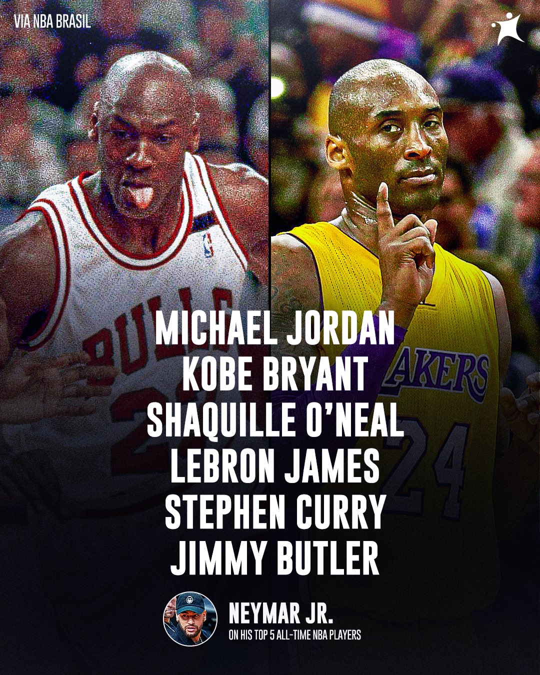 Kobe monta o top 5 de melhores jogadores e equipes que já
