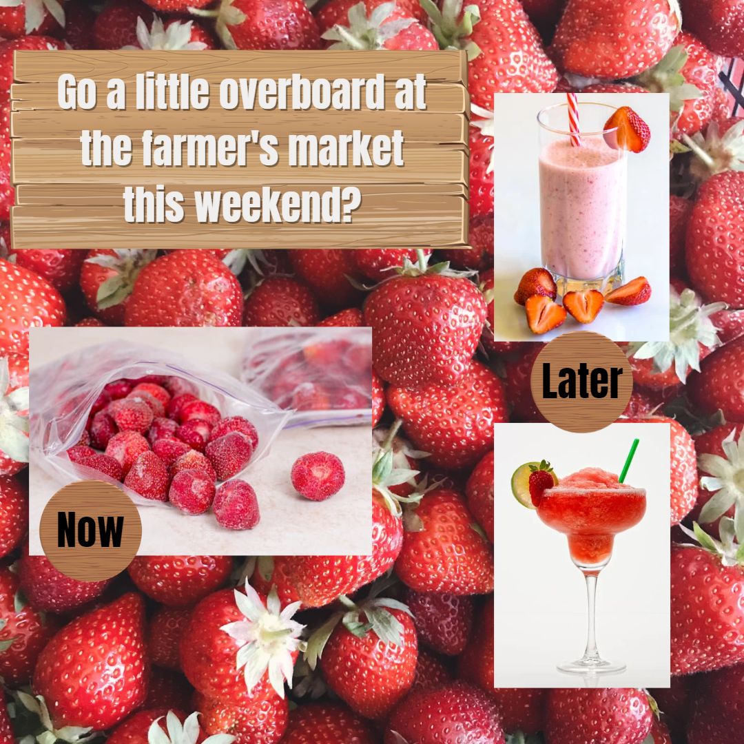 #Strawberryseason is in full swing right now. Bought too many at the farmer's market? Don't let them go to waste! Wash and freeze to enjoy later in a smoothie, daiquiri, or baked treat. 🍨🍹🥧
#preventfoodwaste #sustainableliving #strawberries #farmersmarkets