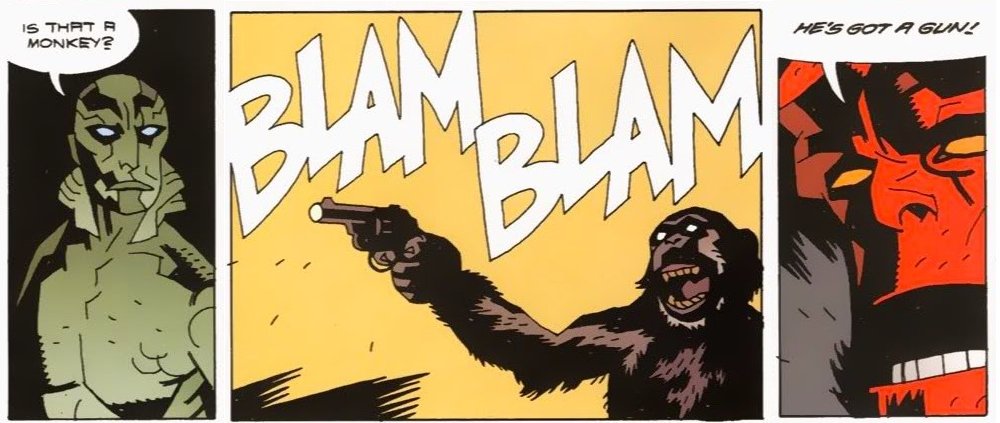 ithayla's tweet photo. my favorite thing about this hellboy sequence is it works no matter which order you put the panels in https://t.co/J4bxOIPBnH