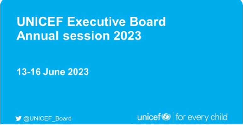 At the annual @UNICEF_Board session o/b/o 5 Bureau members: 🇦🇷🇩🇰 🇵🇱 🇷🇼 🇹🇯 @TajikistanPRUN delivered joint statement. Thanking @UNICEF for its work, highlighted the need to accelerate across all contexts to meet the child protection-related SDGs & mentioned Bureau’s full support.