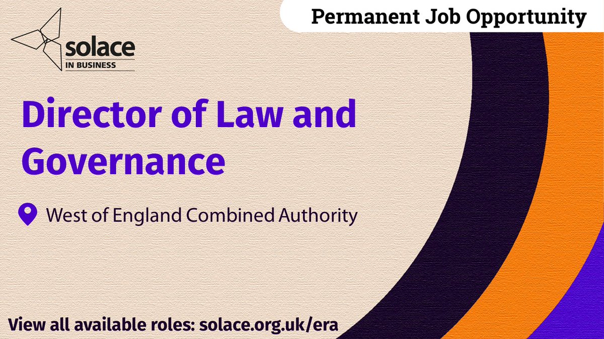 SolaceRecruit's tweet photo. We are working with @WestofEnglandCA to recruit their Director of Law and Governance (MO); a complex and exciting opportunity! You can find out more about the role by visiting https://t.co/LQs0bYjX2m or you can call the team on 020 7976 3311 for an informal conversation https://t.co/3VXqLo3KW0