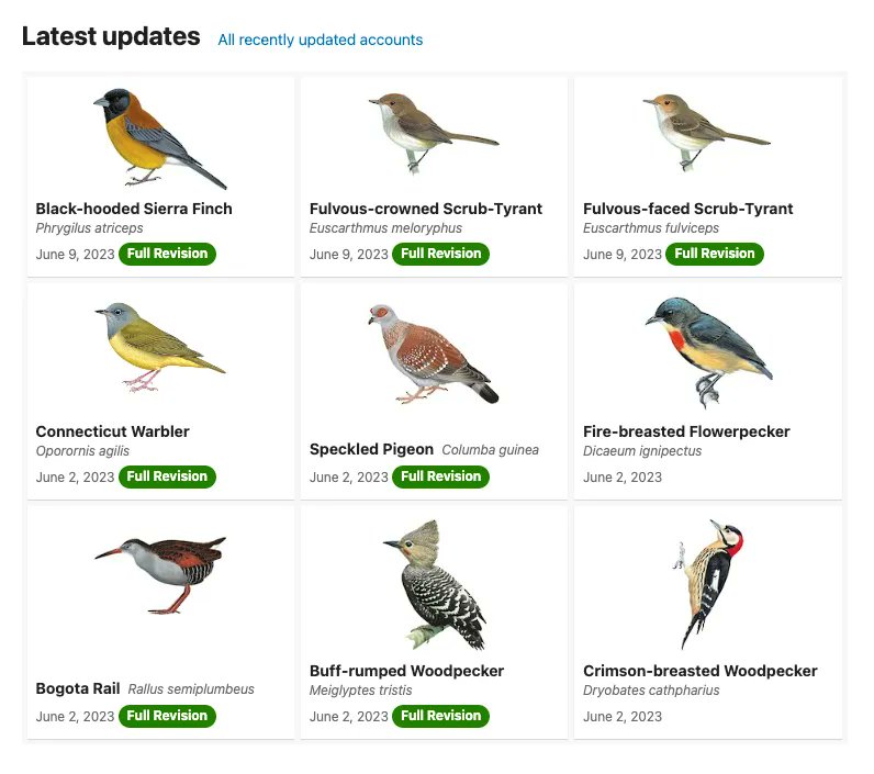 This week in Birds of the World: check out these recently revised species accounts! bit.ly/3PcTYMH