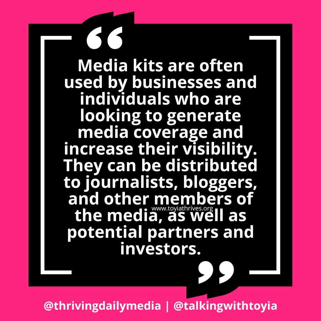 Visibility Tuesday Tip…. Media kits are a great way to gain more exposure and opportunities for your business, brand , or organization!

#visibilitytuesdaytip #visibility #tuesdaytip #tiptuesday #mediakits #media #branding