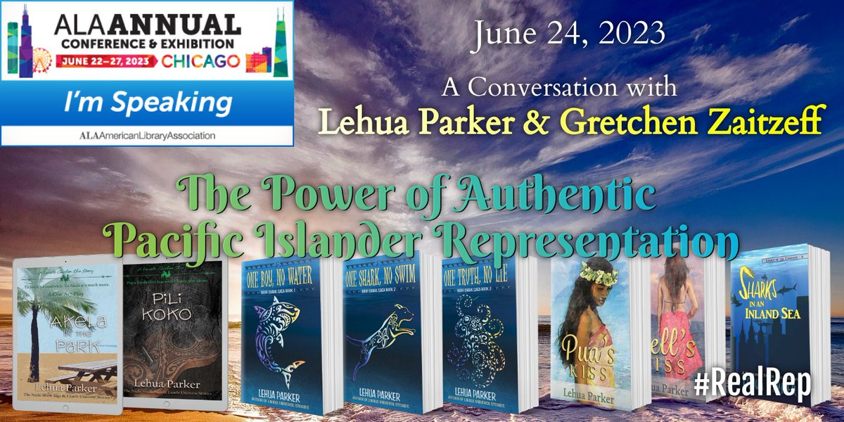 Aloha! Our conversation is Sat., June 24th, at 11 am, but you can find me at Kiosk #4029G in the Diversity Pavilion for the entire event. Come talk story about authentically Hawaiian books for your AAPI collections.

#AAPI #HawaiiReads #ALAAC23 #NiuhiSharkSaga