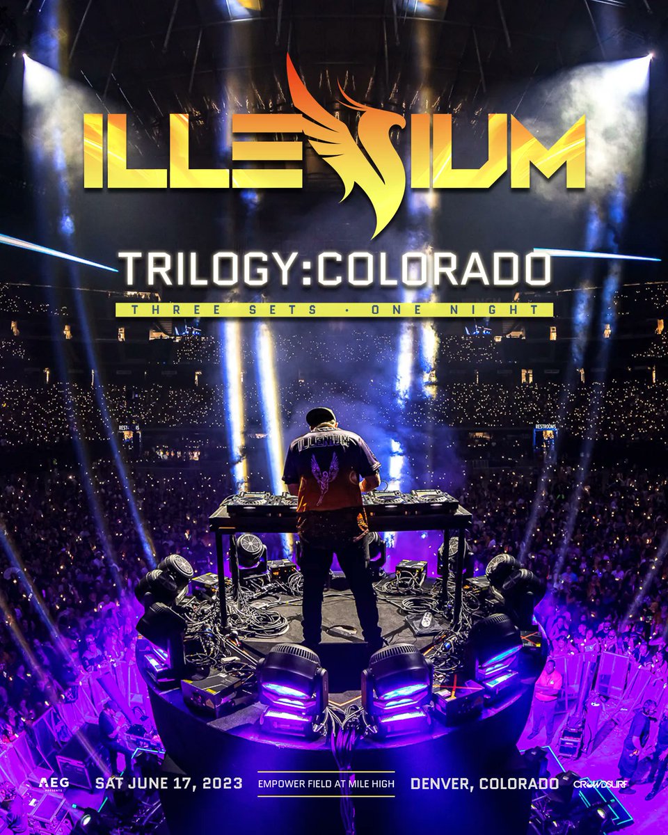 EmpowerField's tweet photo. Colorado's largest EDM event kicks off this Saturday at @EmpowerField! 

Who's ready for Trilogy: Colorado with @ILLENIUM?

Get your parking permit before you arrive » https://t.co/Q3Aek0LO1k https://t.co/Di6Jj6Rx9v