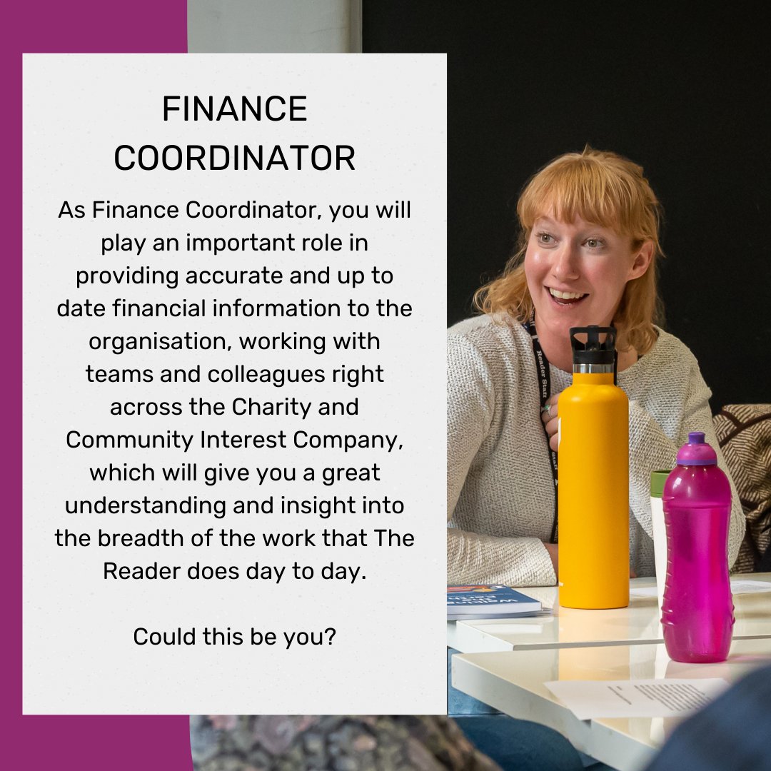 📣We're #hiring! Join the #ReadingRevolution today as our new Finance Coordinator. You'll play a key role in supporting and enabling the Team to deliver a strong and effective finance service to the organisation.

Apply here by Monday 26 June: thereader.org.uk/job/finance-co…