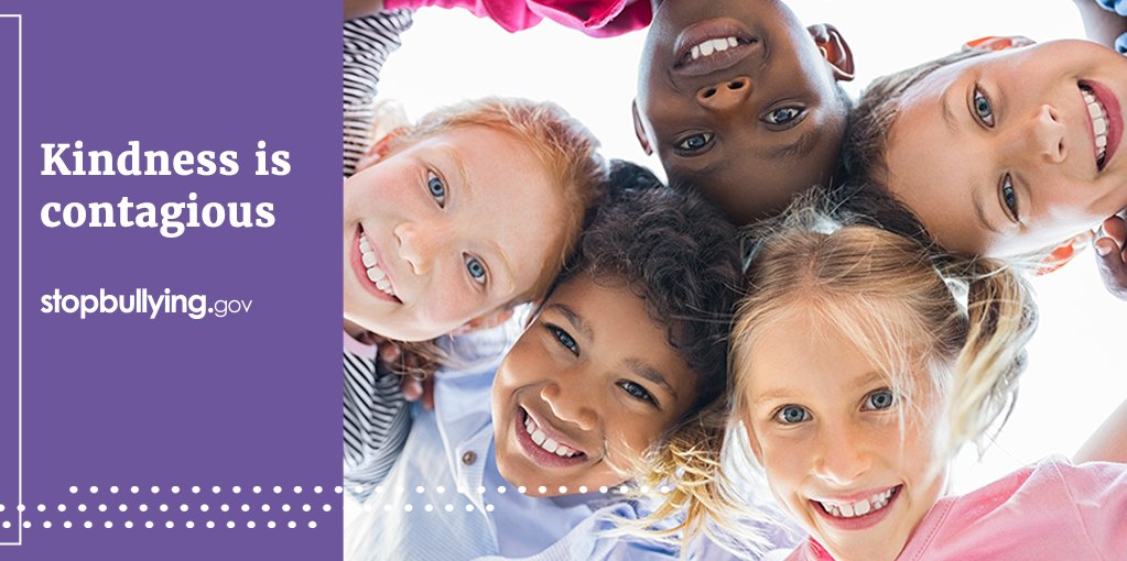 StopBullyingGov's tweet image. Research shows that when you’re #Kind to others, you inspire them to pay it forward. In other words, kindness is contagious! By #SpreadingKindness, you can help prevent bullying. How do you like to spread kindness?​

Learn ways to #StopBullying by visiting StopBullying.gov