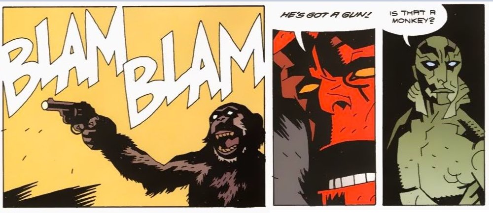 my favorite thing about this hellboy sequence is it works no matter which order you put the panels in