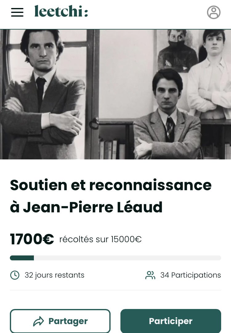 俳優、ジャン＝ピエール・レオ氏への経済的支援を以下のサイトから募っています。レオを救え！✨→leetchi.com/fr/c/soutien-e…