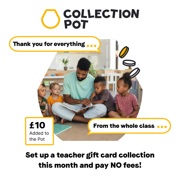 Now is the time to get the class together to say thank you to all teachers!

Until the 31st July 2023, we’re waiving the processing fee that usually applies to contributions on all Teacher gift card-only collections. 

#FreeTeacherPots, #TeacherAppreciation, #TeacherGiftIdeas