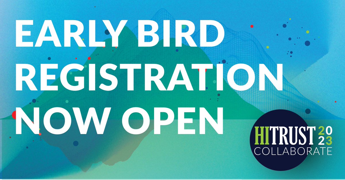 HITRUST's tweet image. #HITRUST Collaborate early bird registration is officially open! We&apos;re back in-person this year and can&apos;t wait to see you. Mark your calendar for October 3-5. Register: hubs.ly/Q01ThyQp0

#HITRUST #HITRUSTCSF #cybersecurity #compliance #ITconference #HTCollaborate23