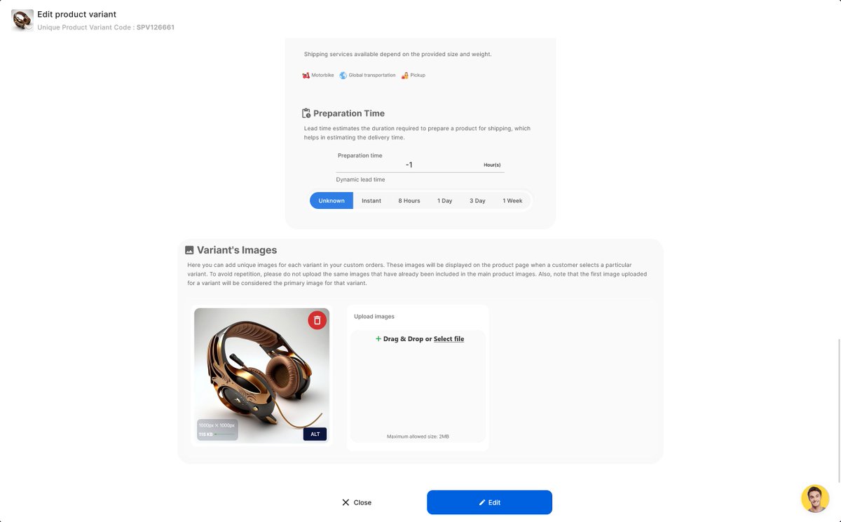 SelldoneInc's tweet photo. Revamp your online store without extra plugins or effort! ๐ With #Selldone, add unique images for each variant and watch the magic happen. We auto-create intuitive and beautiful variant selectors on your product page. Upgrade your customers' shopping UX today! #EcommerceTip https://t.co/FowvakQ6AF